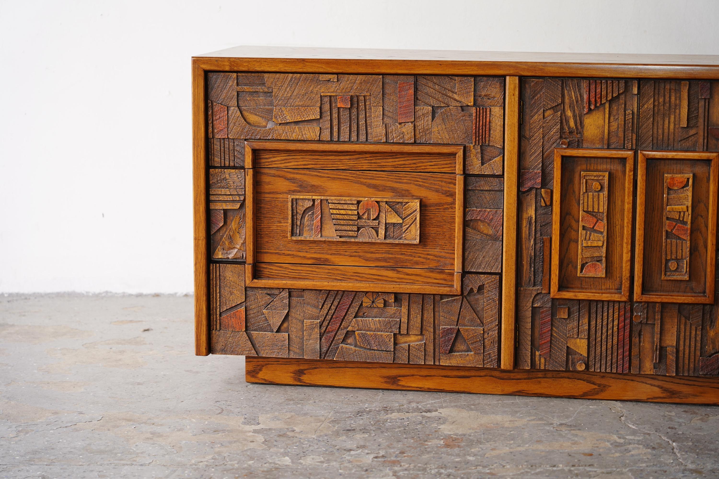 Mid Century Modern 1970s Lane Brutalist Dresser / Credenza - Pueblo Line 7
