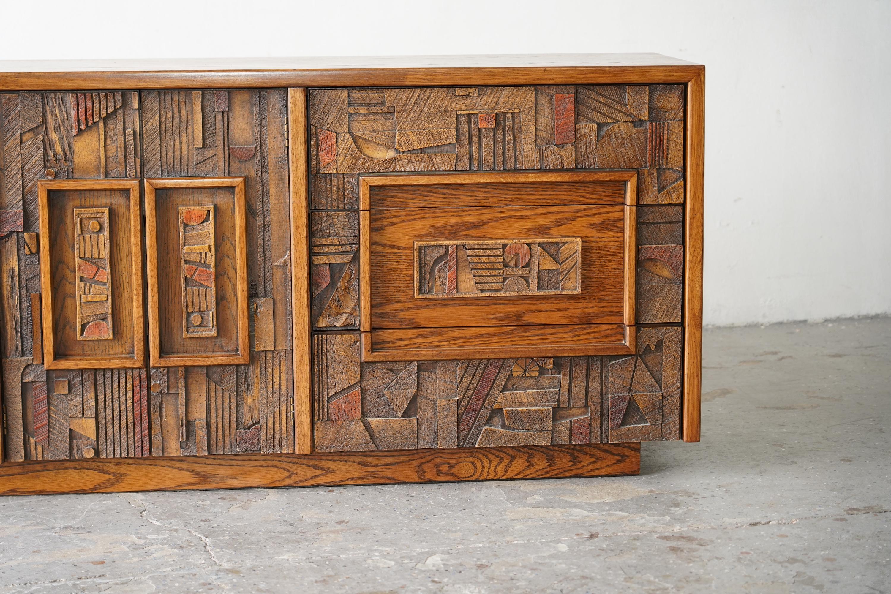 Mid Century Modern 1970s Lane Brutalist Dresser / Credenza - Pueblo Line 9