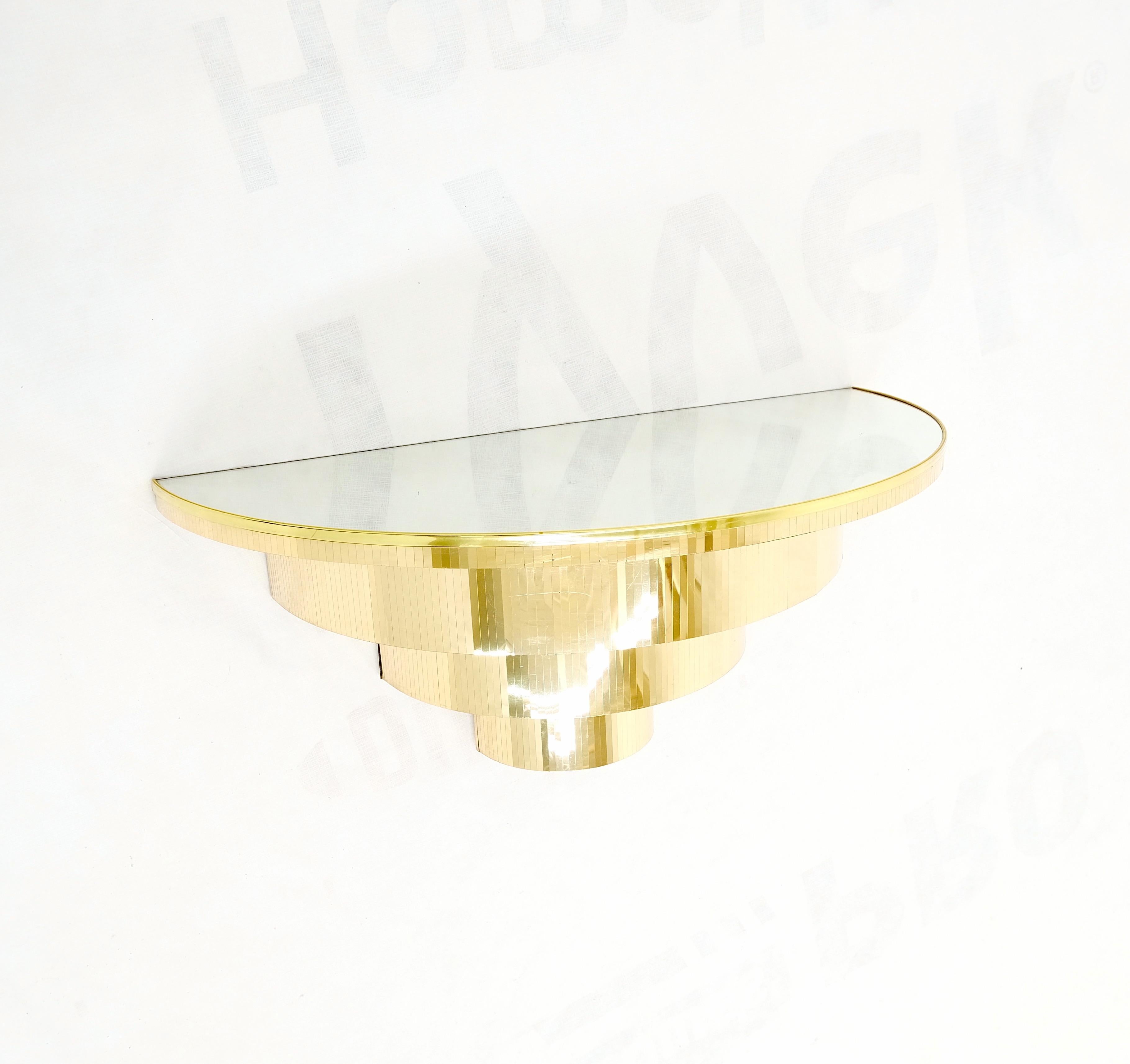 Mid-Century Modern 1970s Petit Demilune Shape Mirror Top Console Table Mint! For Sale 3