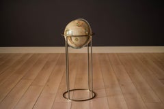 Mid Century Modern 1970s Rotating Replogle World Globe with Brass Floor Stand