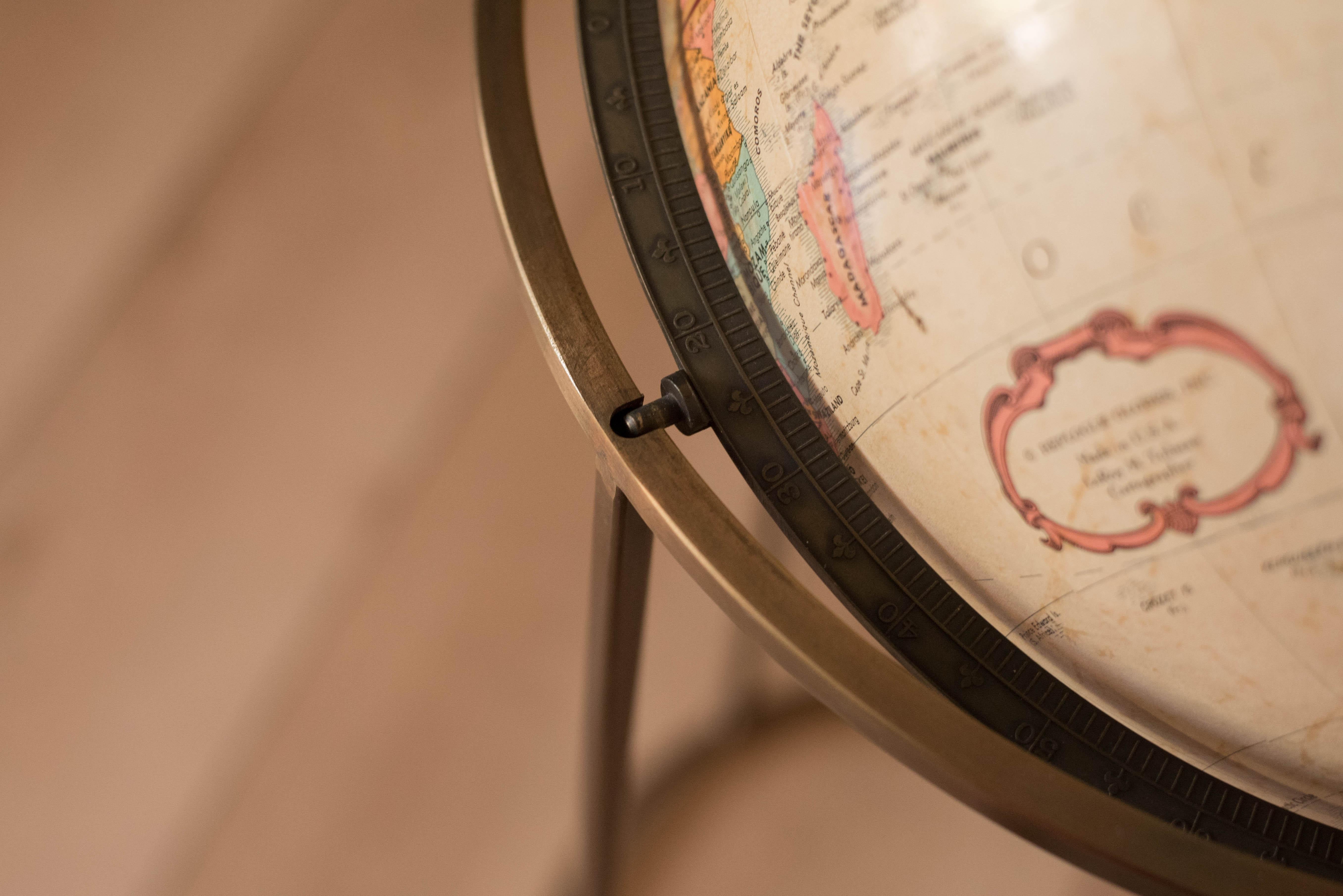 Laiton Globe terrestre rotatif 