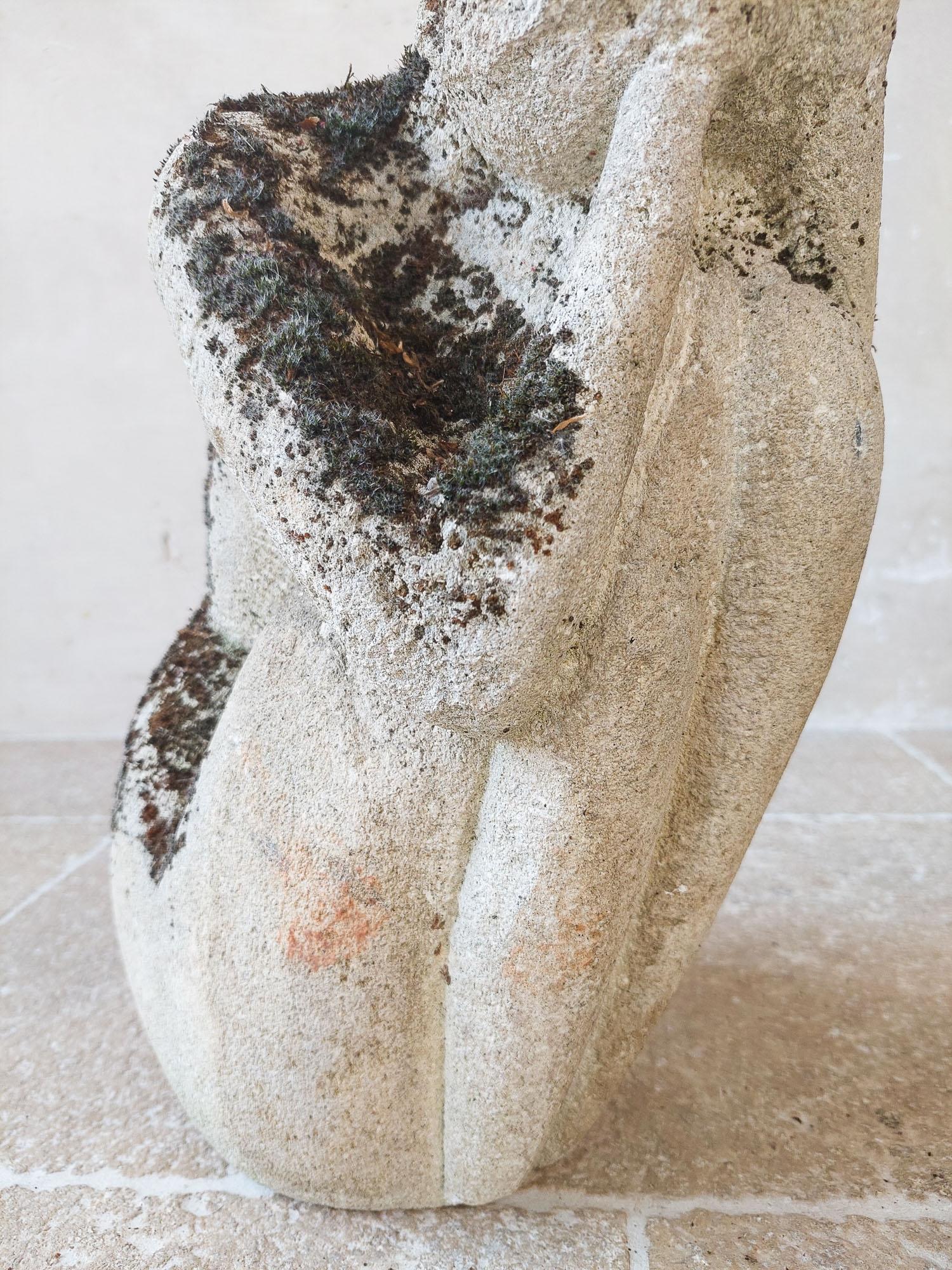 Mid-Century Modern 1970s Stone Garden Sculpture of a Female Figure For Sale 2