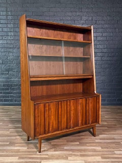 Mid-Century Modern “1st Edition” Walnut Bookcase Hutch by Lane