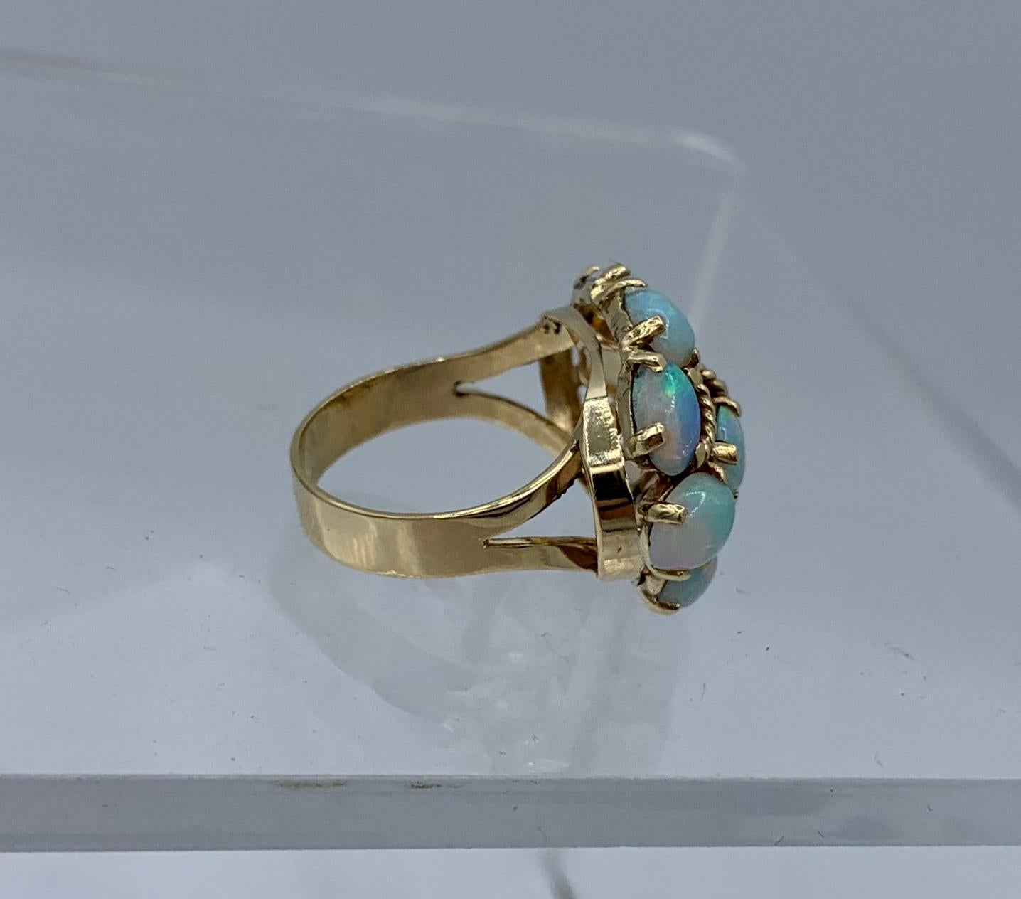 Mid-Century Modern 2 Carat Opal Ring 14 Karat Gold Eames Era Retro For Sale 5