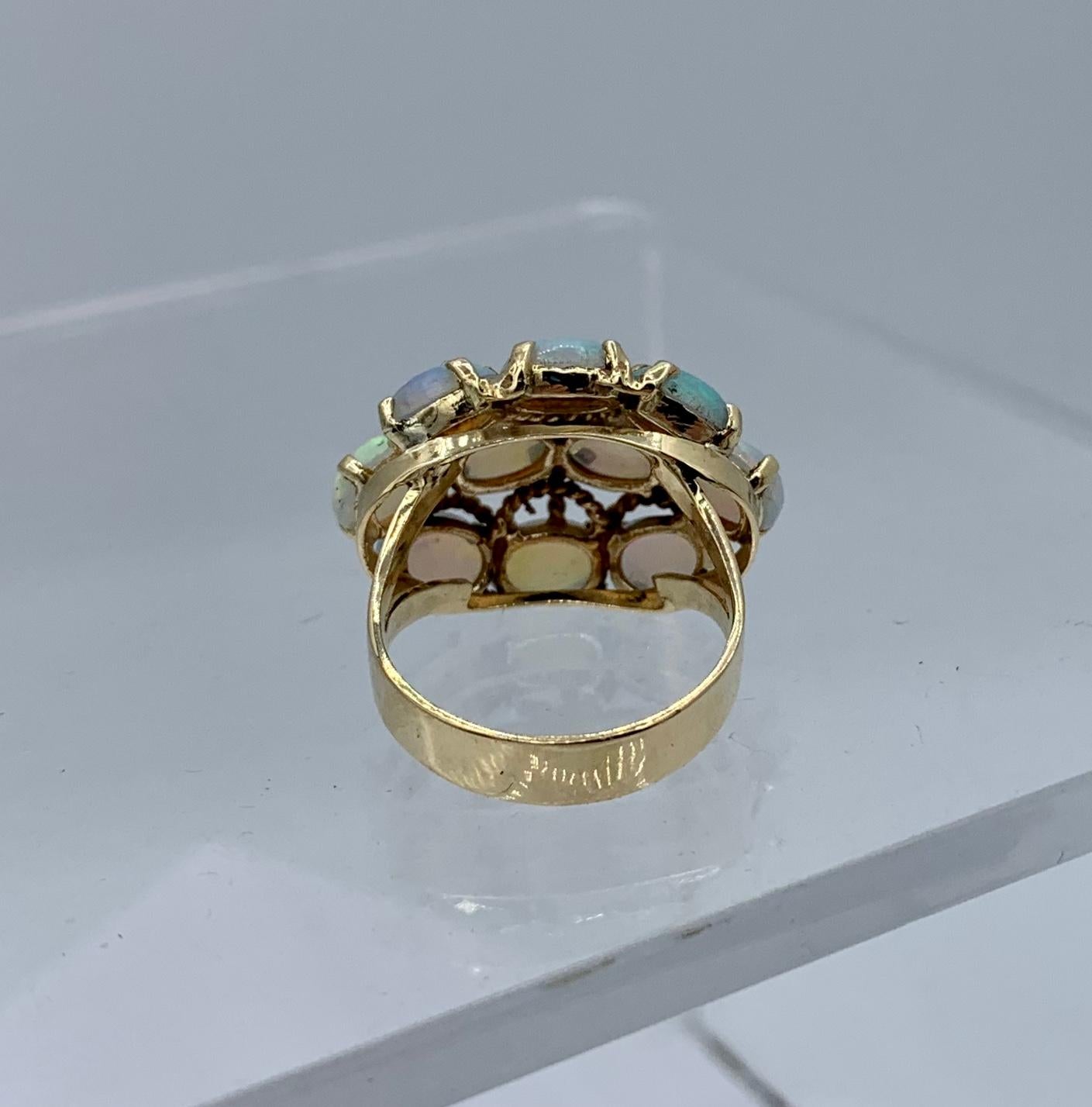 Mid-Century Modern 2 Carat Opal Ring 14 Karat Gold Eames Era Retro For Sale 6