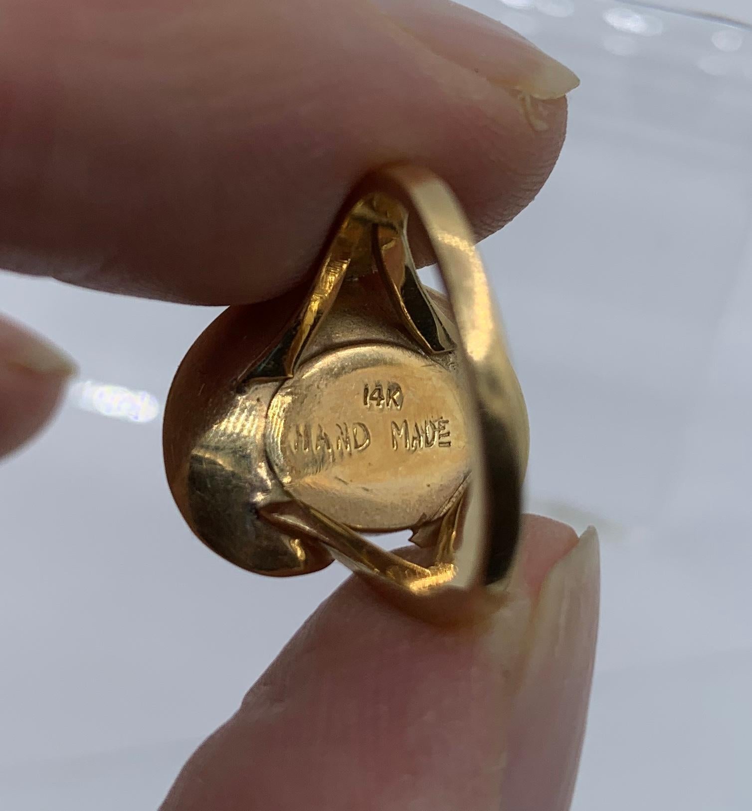 Bague rétro en or 14 carats avec opale de 2 carats, époque Eames, style moderne du milieu du siècle dernier en vente 8