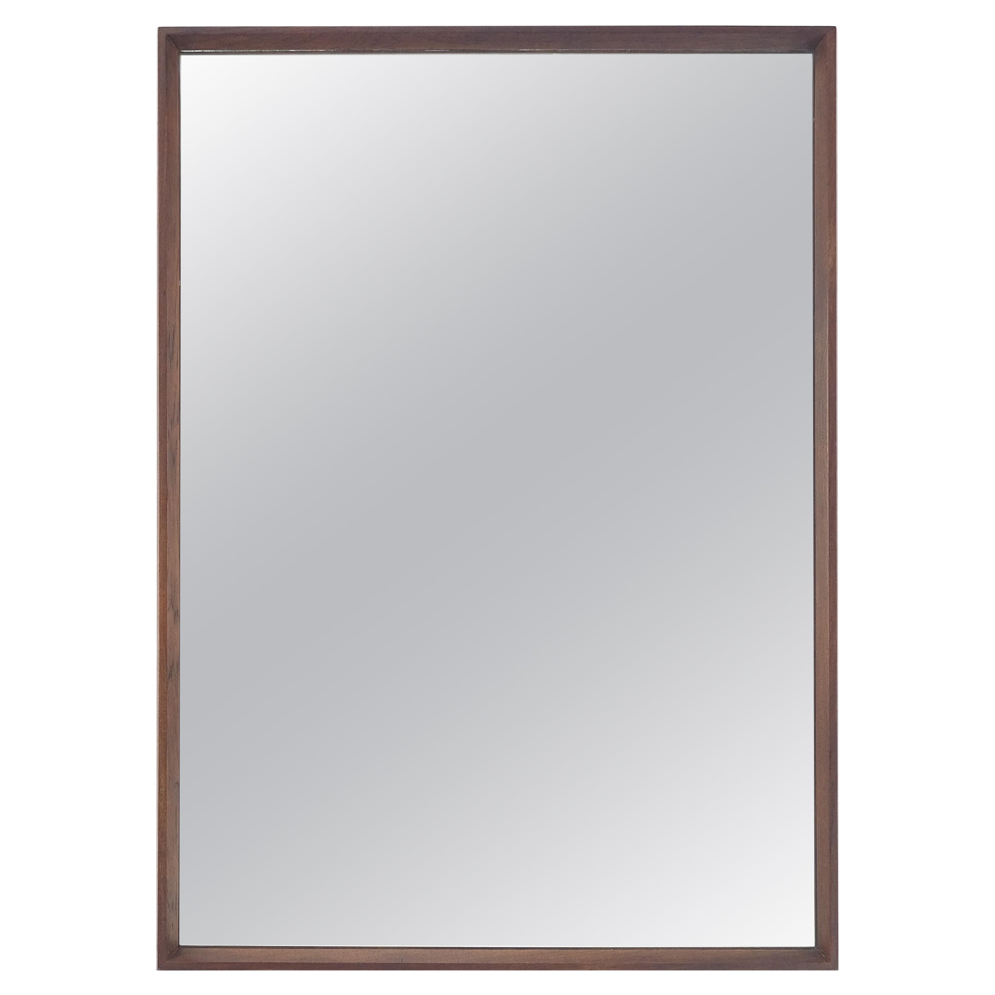 Mid Century Modern 2" Deep Profile Solid Walnut 32x43 Rectangle Wall Mirror MINT