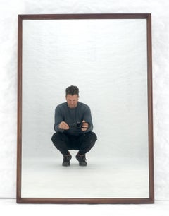 Mid Century Modern 2" Deep Profile Solid Walnut 32x43 Rectangle Wall Mirror MINT