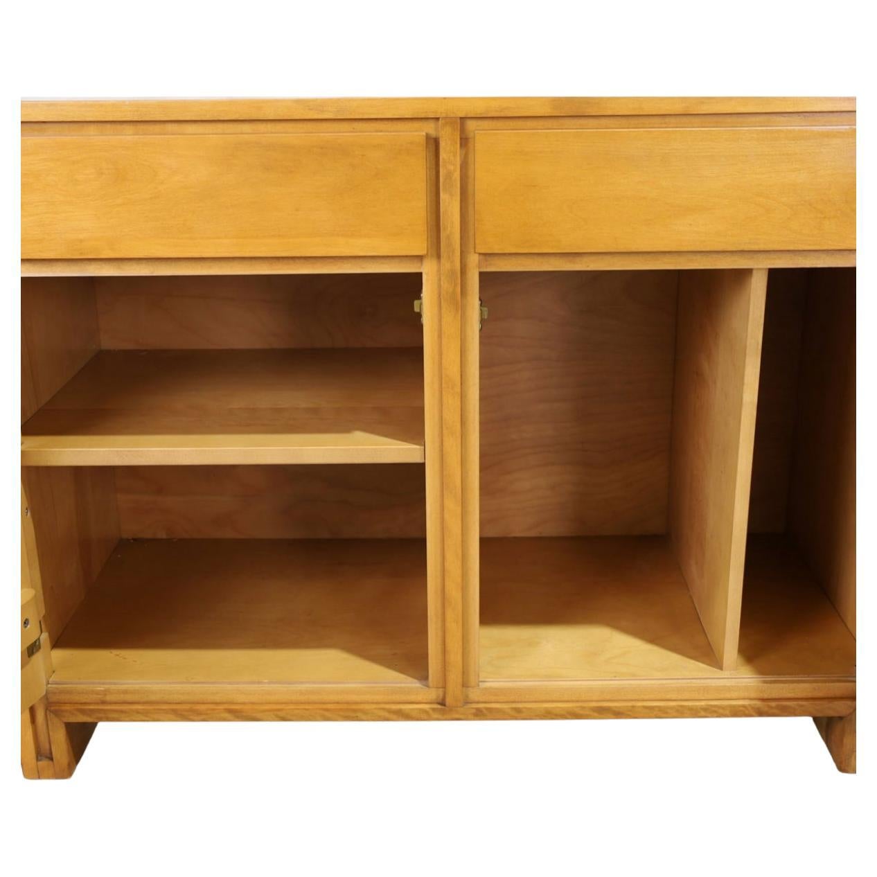 Mid-Century Modern Mid century modern 2 drawer blonde maple bar cabinet by Leslie diamond