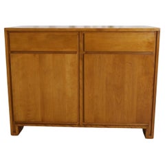 Mid century modern 2 drawer blonde maple bar cabinet by Leslie diamond
