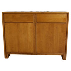 Mid century modern 2 drawer blonde maple bar cabinet by Leslie diamond