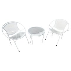 Mid Century Modern 2 Maurizio Tempestini Radar Chairs & a Round Mesh Top Table