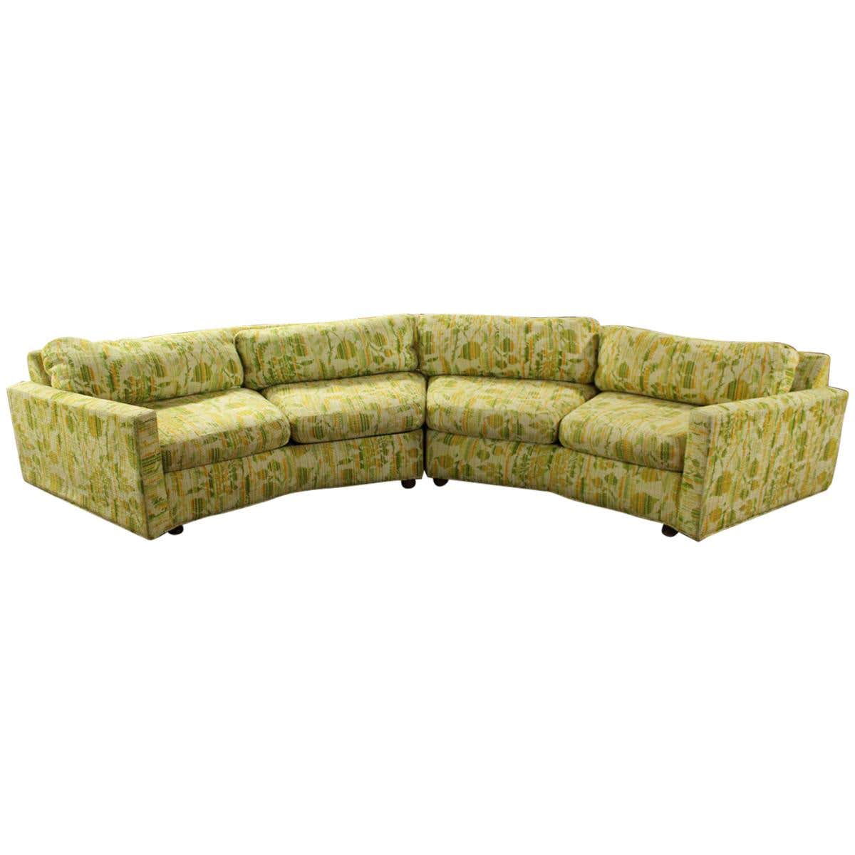 Mid-Century Modern 2-Piece Curved Sectional Baughman Englander Triangle ...