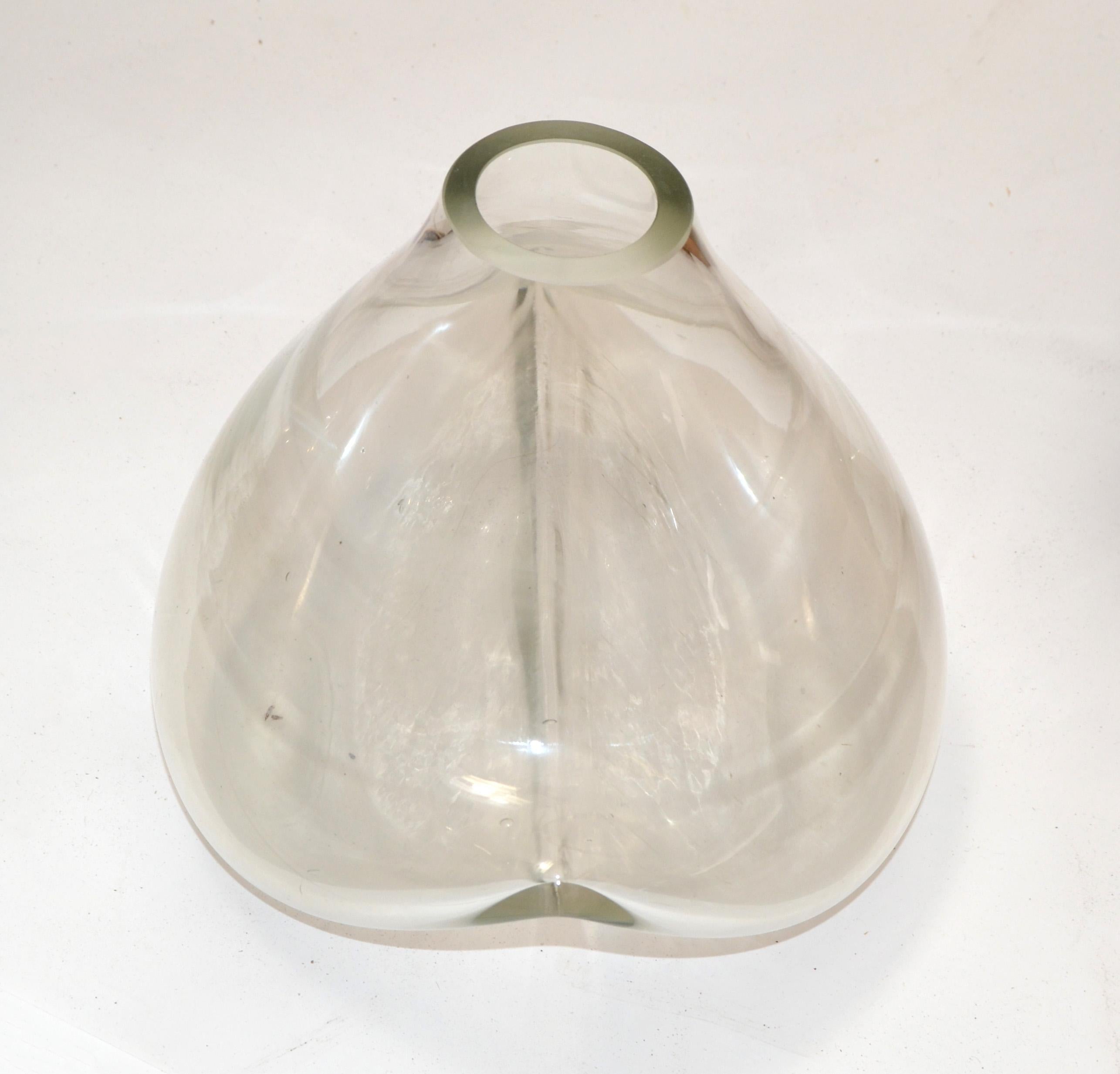 Mid-Century Modern 2 Piece Sculptural Blown Glass Vase Form Fit Triangle Stone For Sale 4