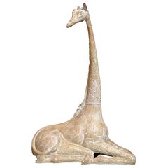 Mid-Century Modern 2-Piece Seated Giraffe Sculpture Attrib. Austin Productions