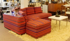 Mid-Century Modern 2-Piece Sectional Sofa Ottoman Sectional Baughman Era, 1970s