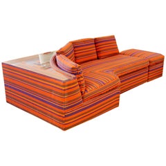 Mid-Century Modern 2-Piece Sectional Sofa Ottoman Sectional Baughman Era, 1970s