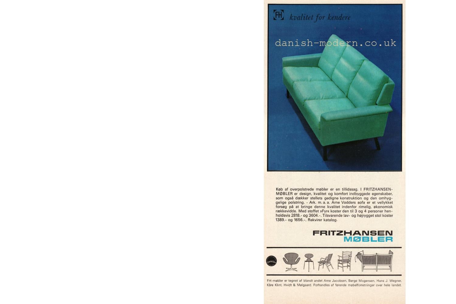 Mid-Century Modern 2-Seater Brown Leather Sofa3330 by A. Vodder for Fritz Hansen For Sale 7
