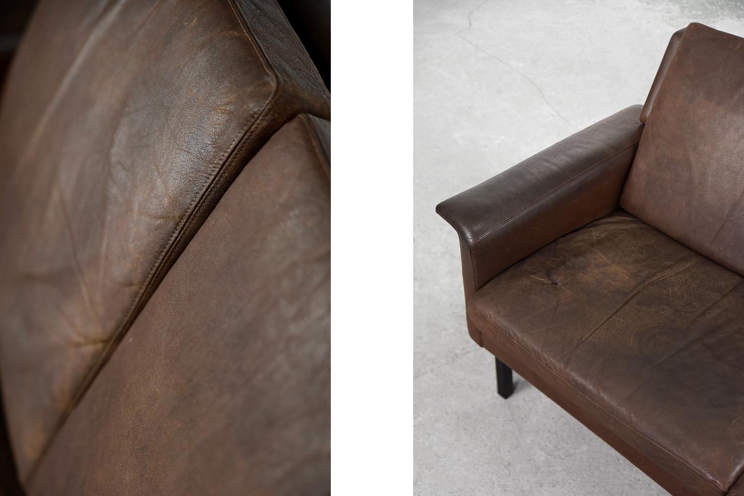 Divano moderno a 2 posti in pelle marrone3330 di A. Vodder per Fritz Hansen In condizioni buone in vendita a Warszawa, Mazowieckie