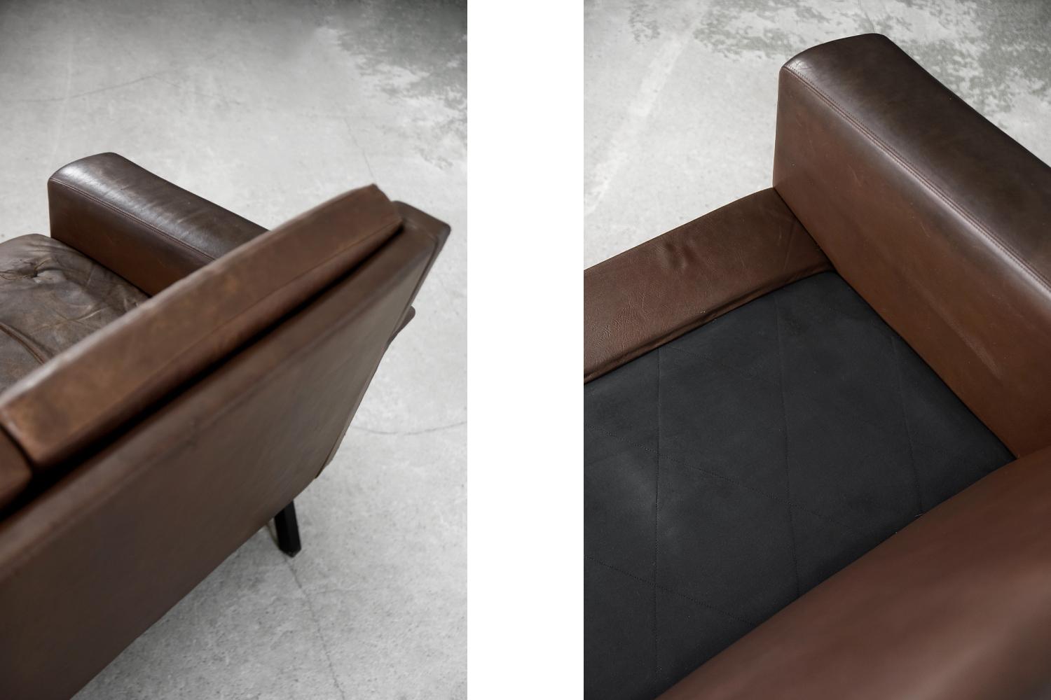 Canapé 2 places en cuir marron de style moderne du milieu du siècle dernier, 3330 par A. Vodder pour Fritz Hansen en vente 1