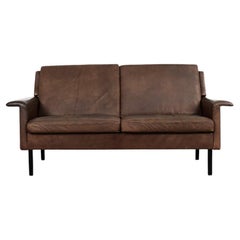 Mid-Century Modern 2-Seater Brown Leather Sofa3330 by A. Vodder for Fritz Hansen