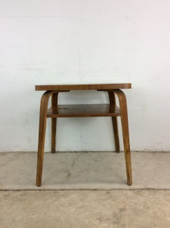 Mid Century Modern 2 Tier End Table with Bentwood Legs