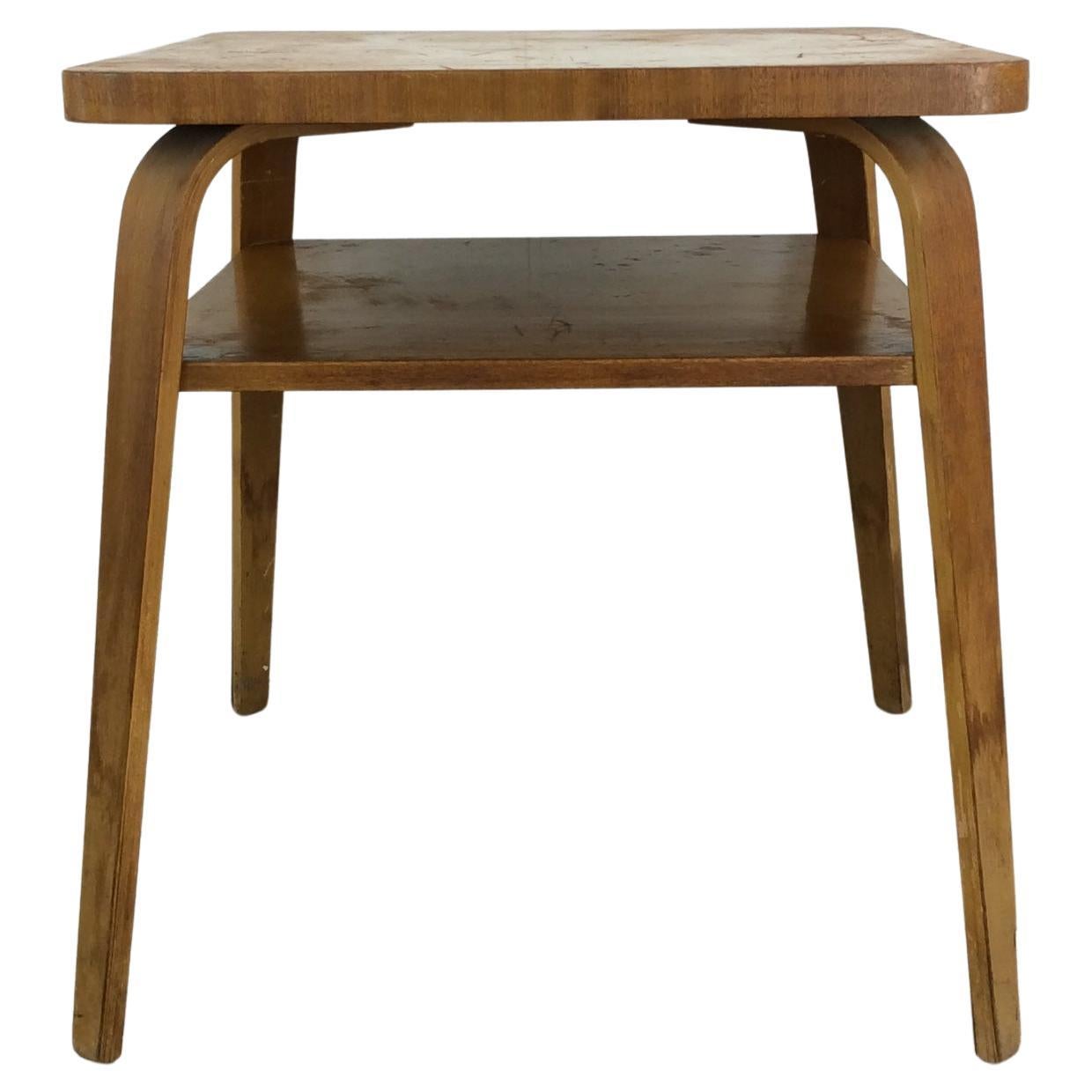 Tavolino a 2 livelli del Mid Century Modern con gambe in bergamotto