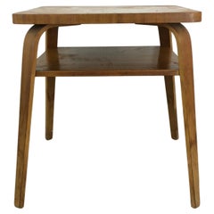 Table d'appoint à 2 niveaux, moderne du milieu du siècle dernier, avec pieds en bentwood