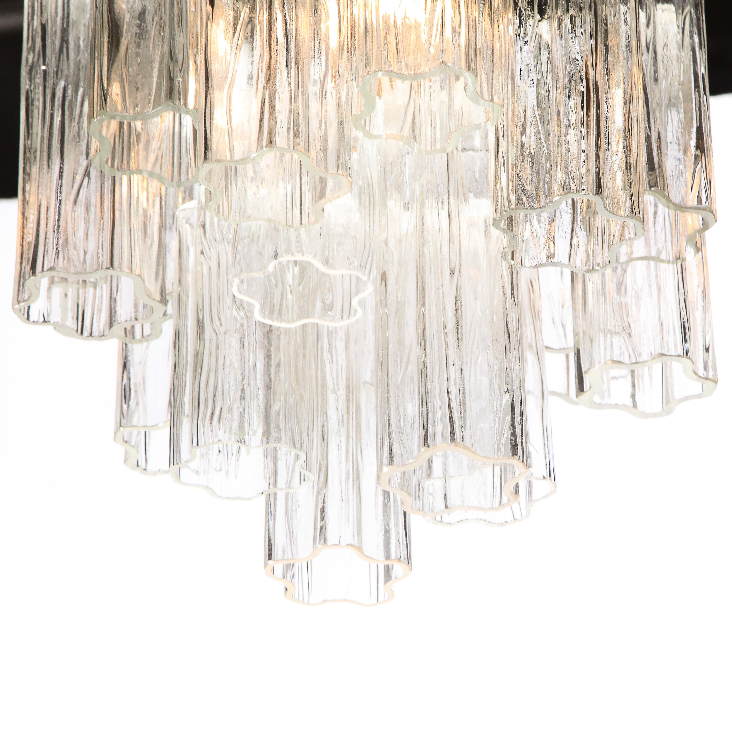 Late 20th Century Mid-Century Modern 2-Tier Handblown Murano Translucent Glass Tronchi Chandelier 