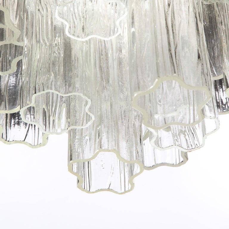 Mid-Century Modern 2-Tier Handblown Murano Translucent Glass Tronchi Chandelier  For Sale 3