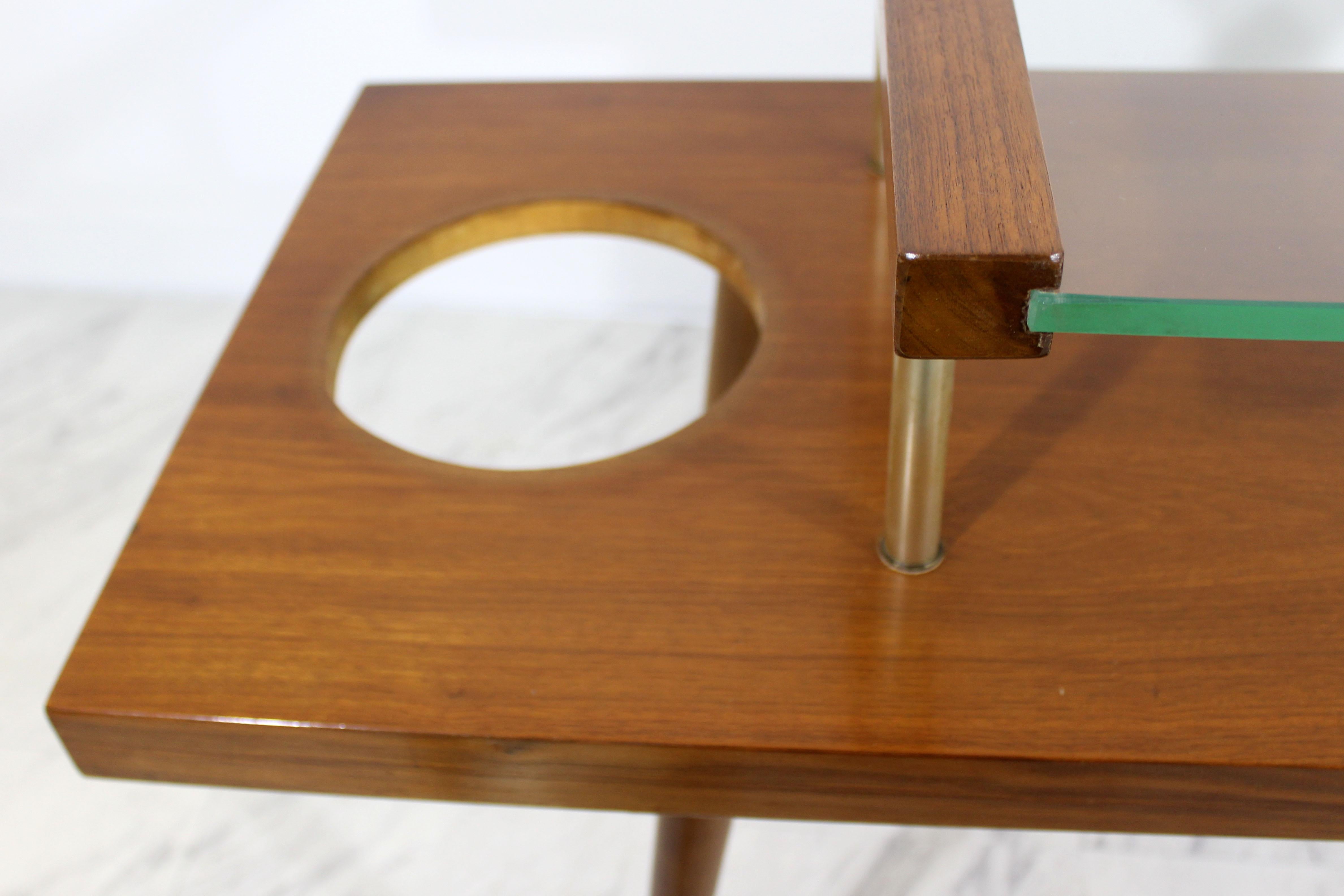 Mid-Century Modern 2-Tier Walnut Glass with Planters Coffee Table McCobb, 1960s 5