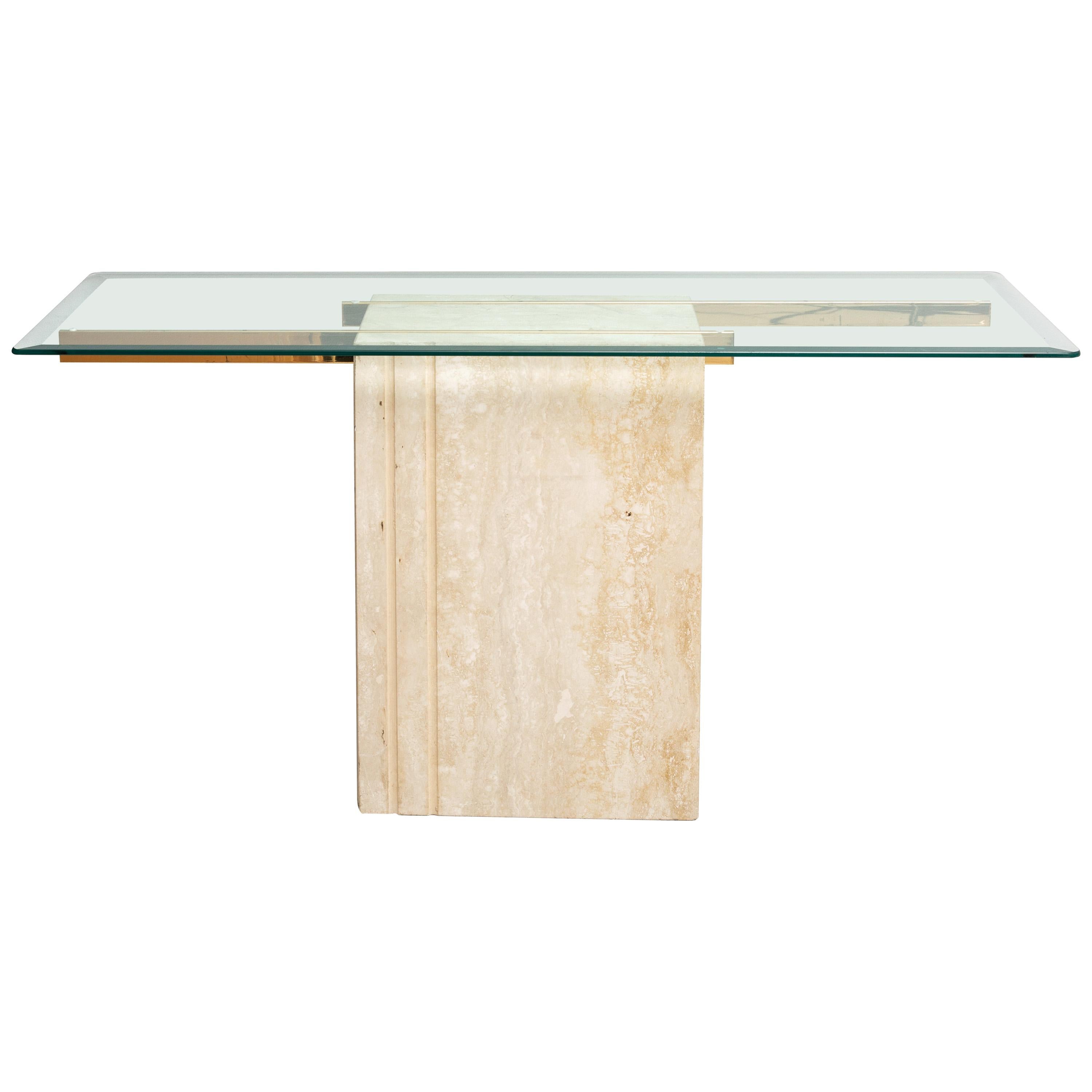 Mid-Century Modern 20th Century Travertine Sofa Table