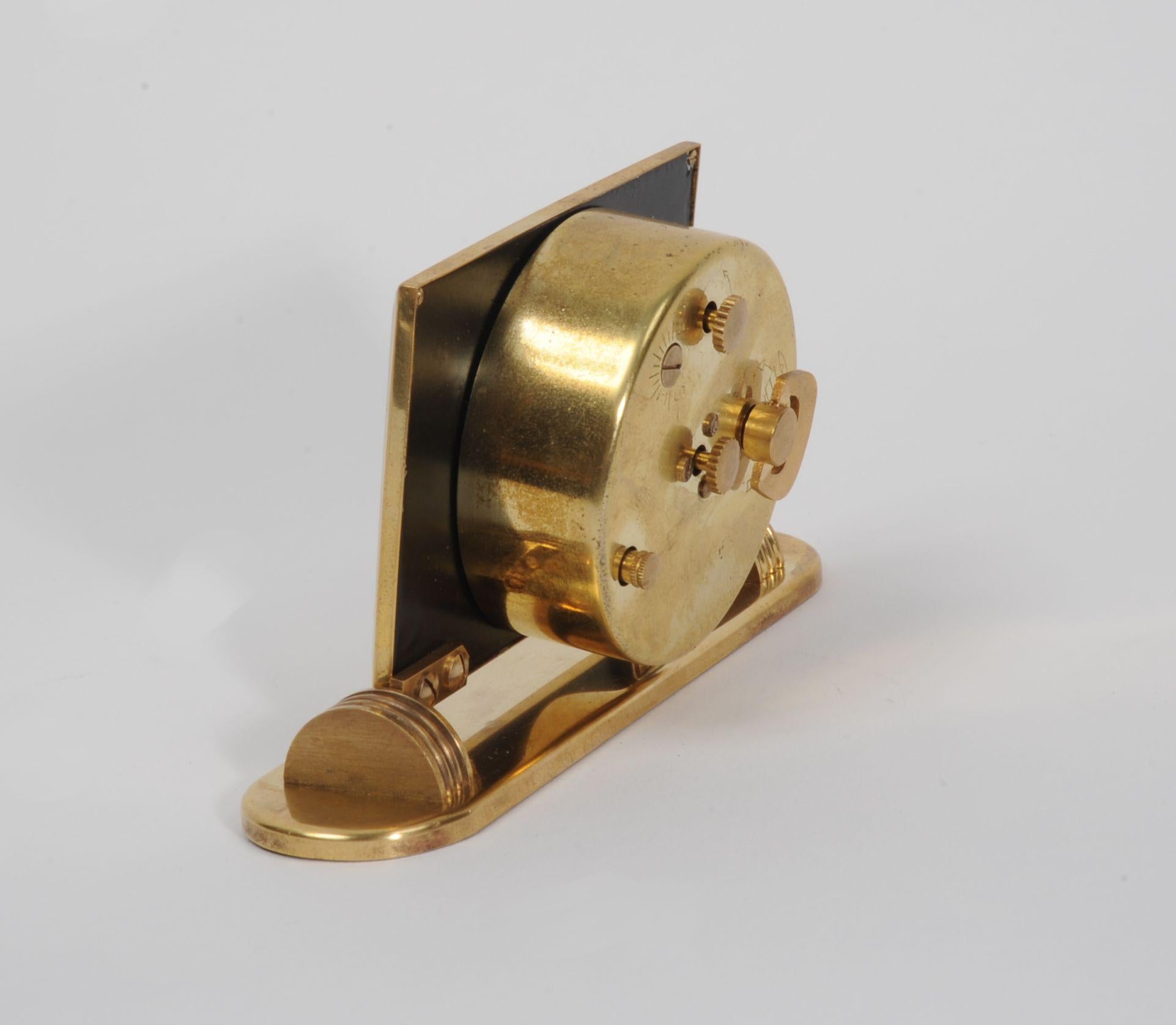 Mid-Century Modern Desk Clock Jewelled 8 Day German Movement by Europa In Good Condition In Belper, Derbyshire
