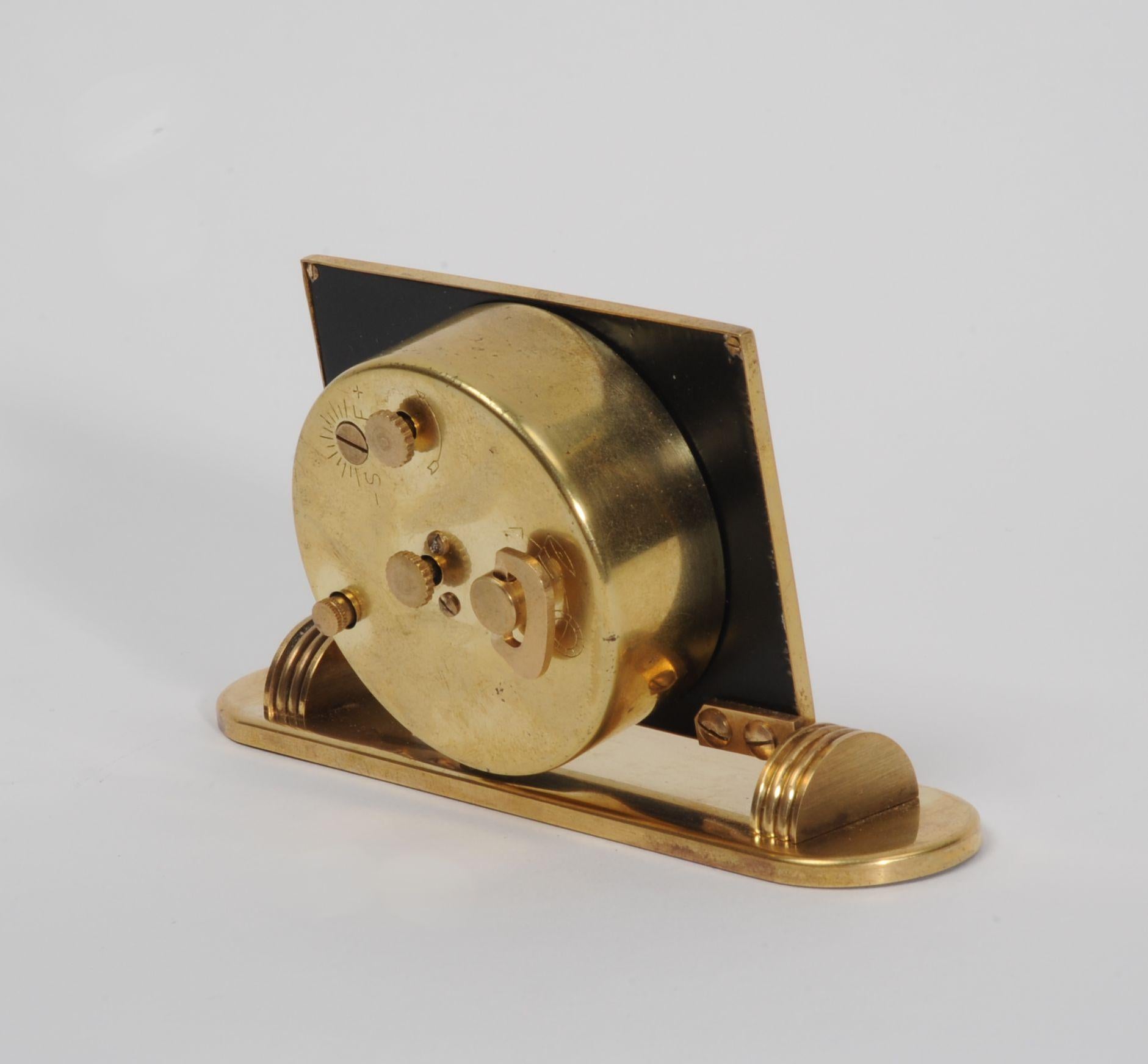 20th Century Mid-Century Modern Desk Clock Jewelled 8 Day German Movement by Europa