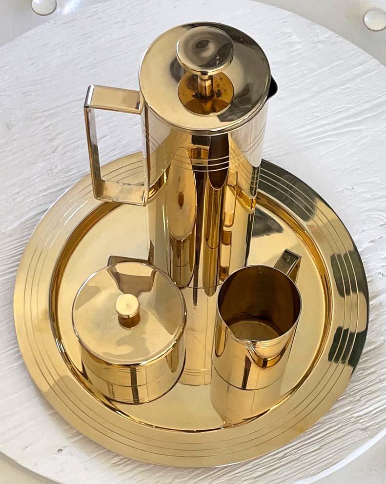 Unknown Mid-Century Modern 24K Gold Plated on Silver Tea or Coffee Service