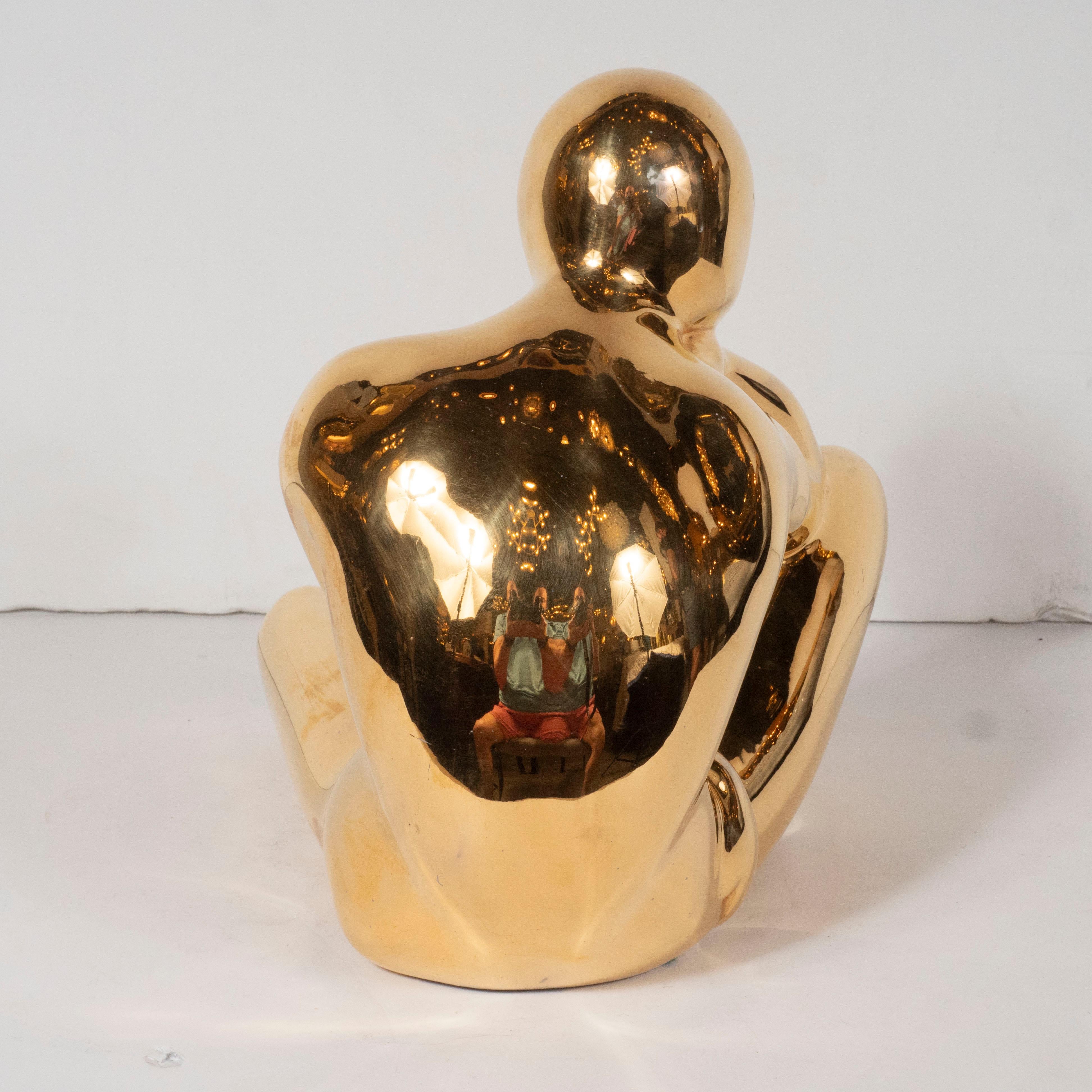 Mid-Century Modern 24-Karat Gold Glazed Ceramic Male Figurative Sculpture 2