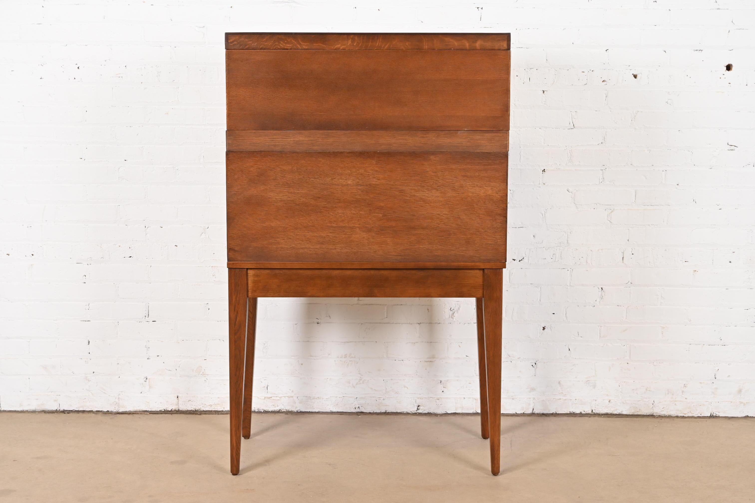 Mid-Century Modern 25-Drawer Oak Library Card Catalog, Newly Refinished 4