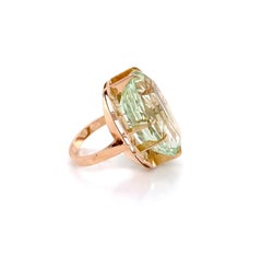 Statement-Ring, Moderne der Mitte des Jahrhunderts, 27,00 Karat natürlicher grüner Beryll Gelbgold