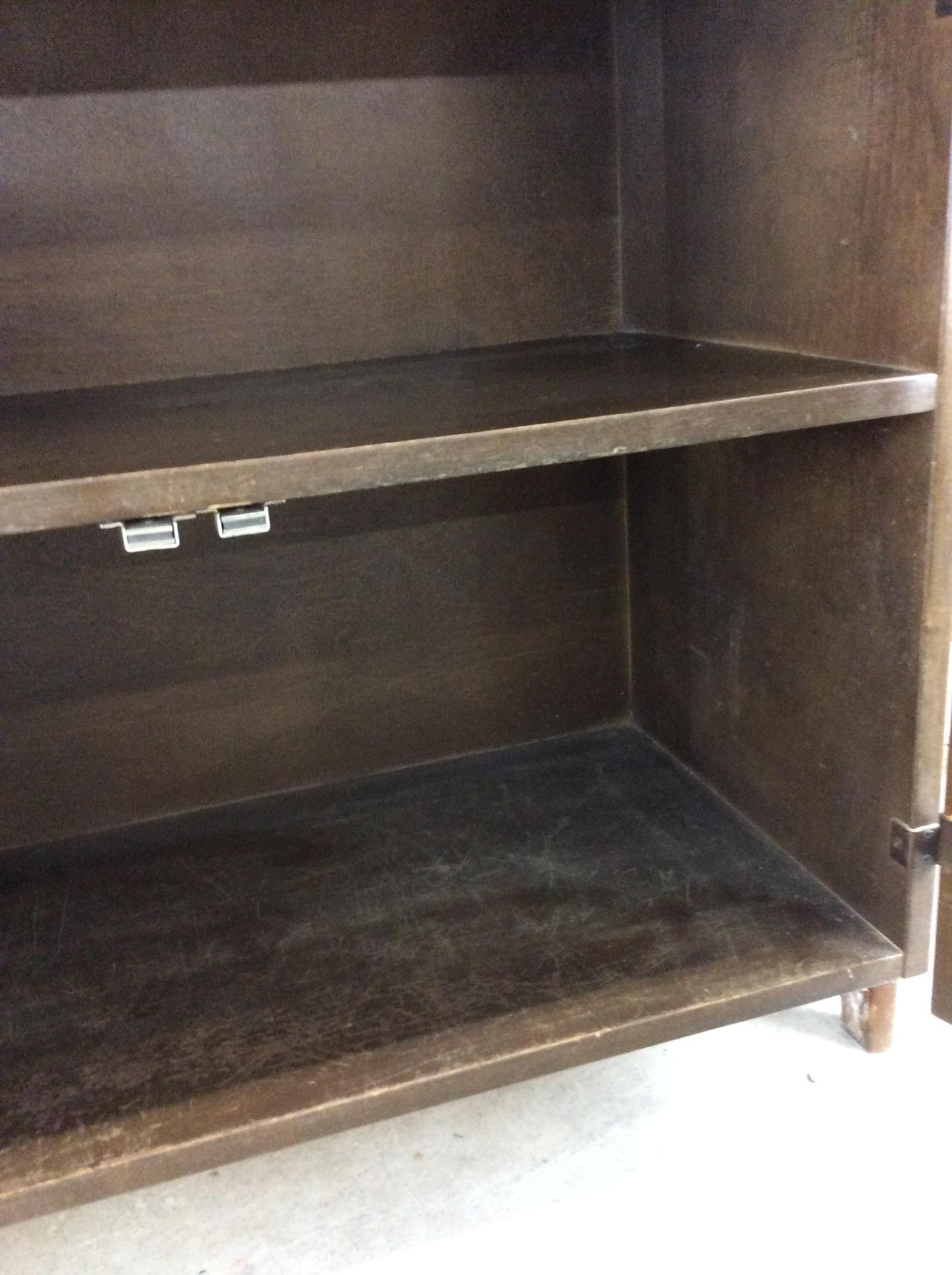Mid Century Modern 2pc Modular Shelving Unit with Finished Back For Sale 6