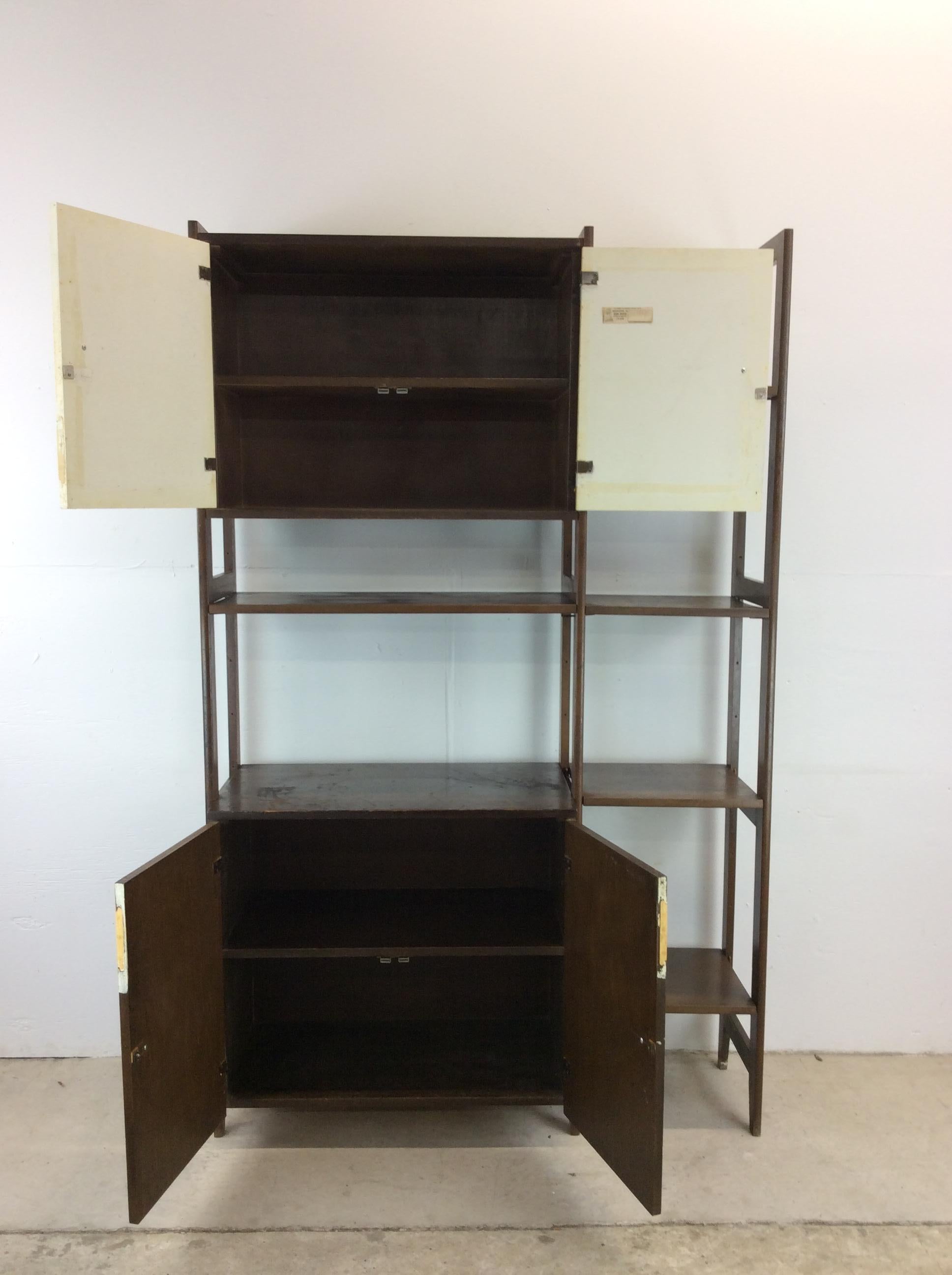 Mid Century Modern 2pc Modular Shelving Unit with Finished Back For Sale 7