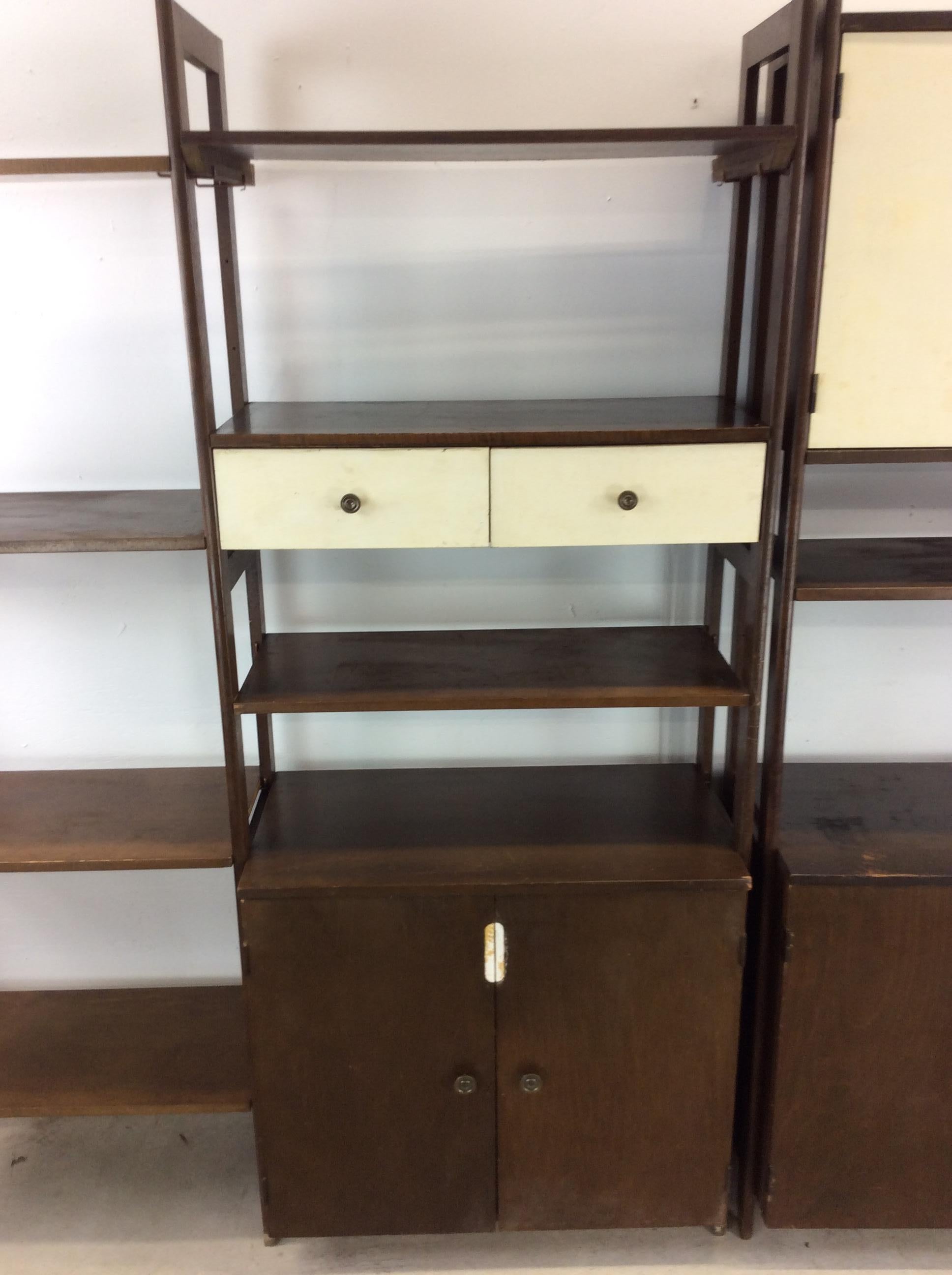 Mid Century Modern 2pc Modular Shelving Unit with Finished Back For Sale 8