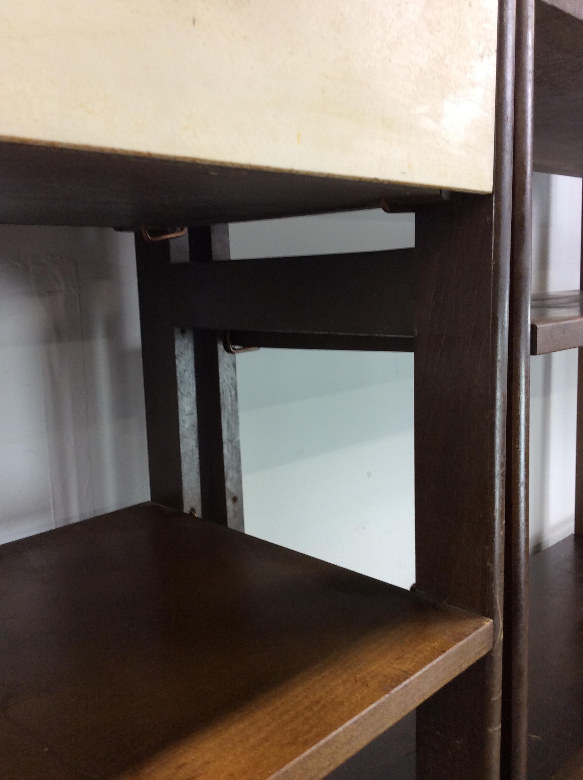 Mid Century Modern 2pc Modular Shelving Unit with Finished Back For Sale 11