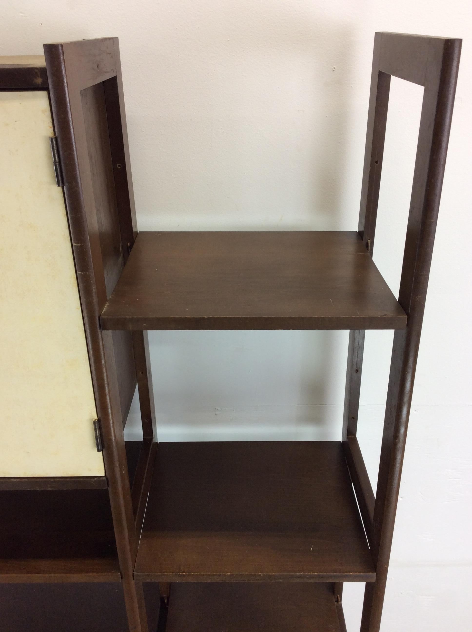 Mid Century Modern 2pc Modular Shelving Unit with Finished Back For Sale 1