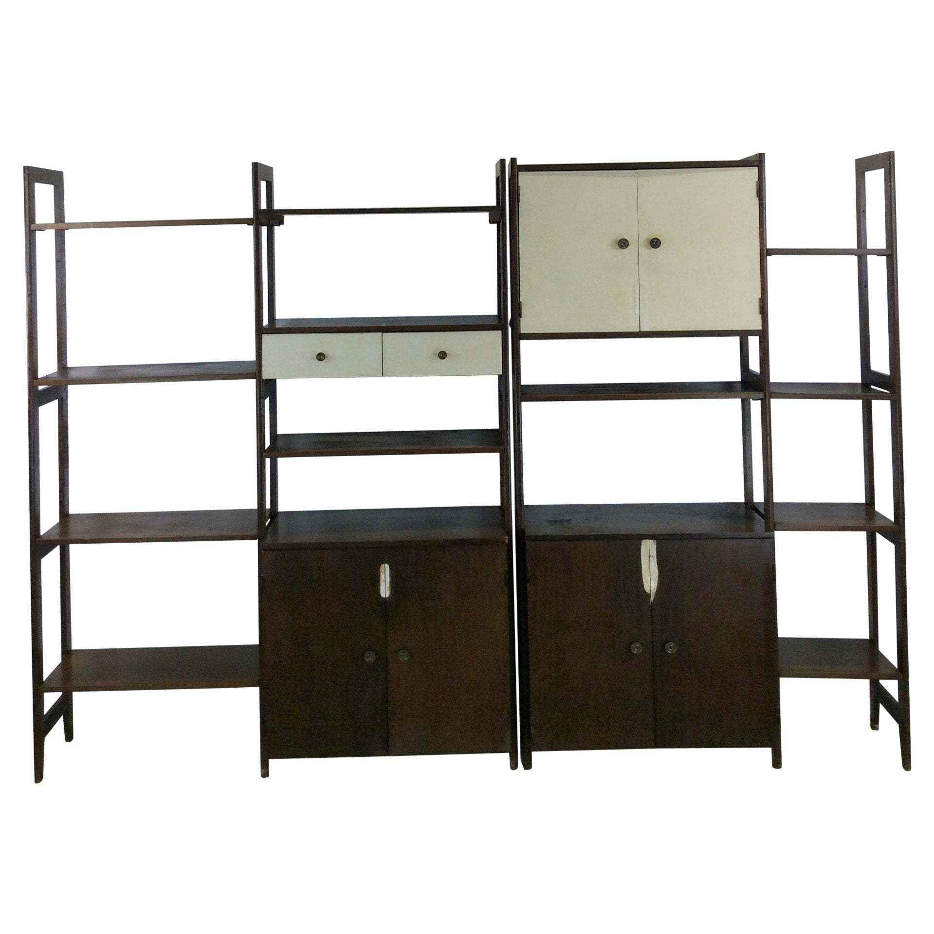 Mid Century Modern 2pc Modular Shelving Unit with Finished Back