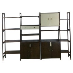 Mid Century Modern 2pc Modular Shelving Unit with Finished Back