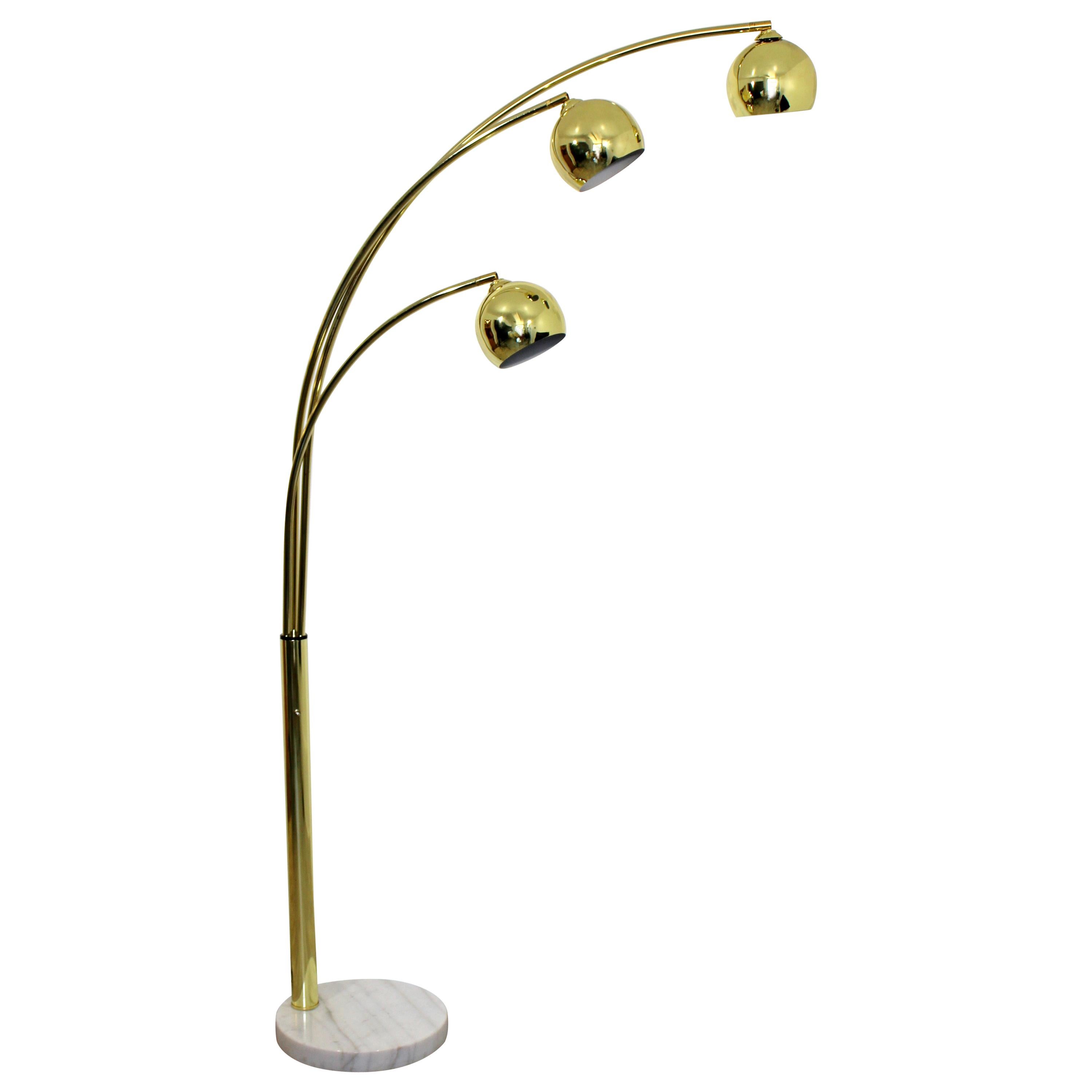 Mid Century Modern 3 Arm Brass, Ore International 5 Arms Arch Floor Lamp Polished Brass