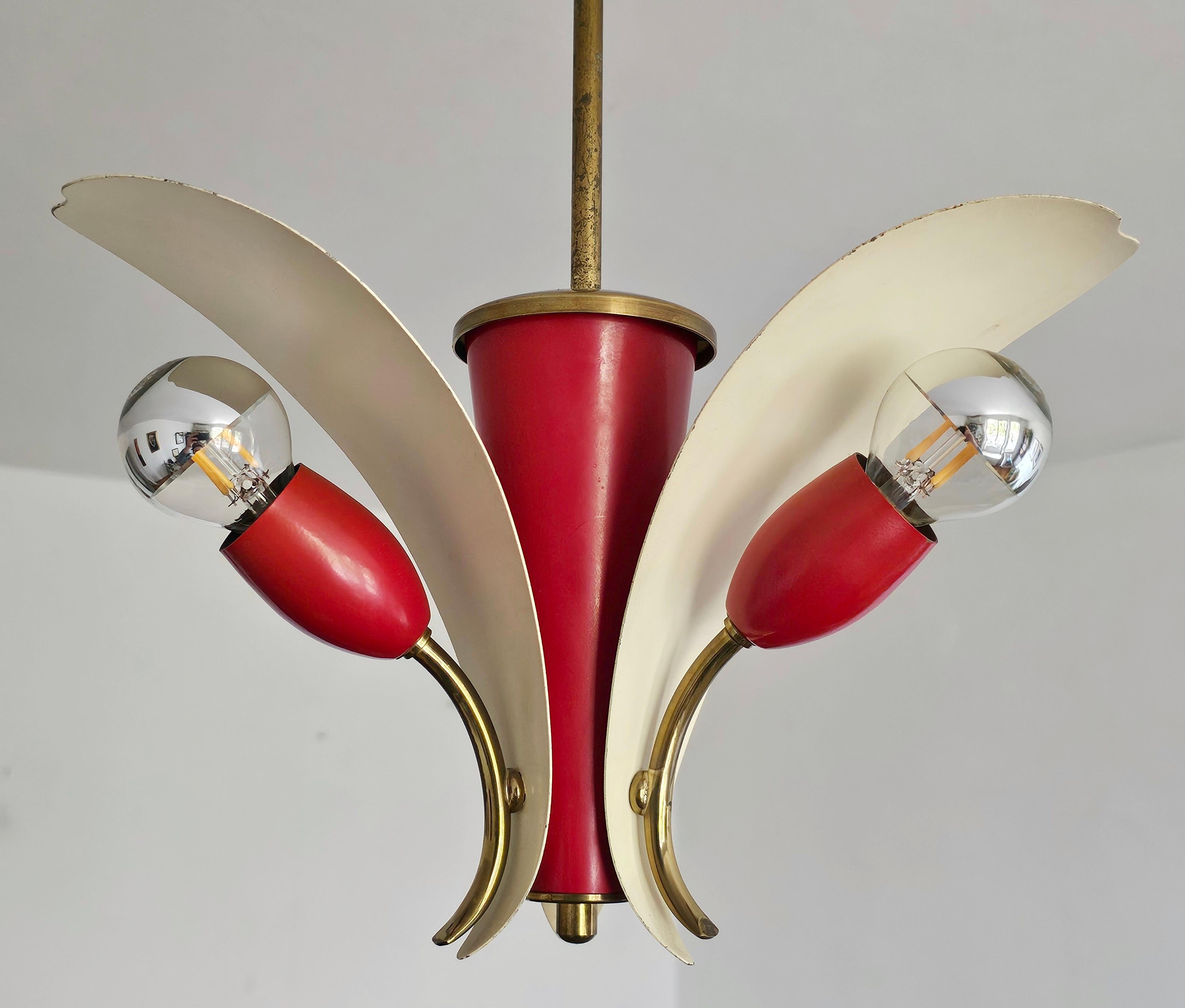 Mid Century Modern 3-Arm Chandelier by Fog and Morup, Denmark 1950s For Sale 4