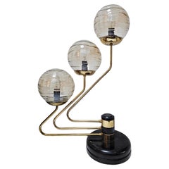 Mid Century Modern 3-Arm Table Lamp in Black and Gold, Yugoslavia 1960s