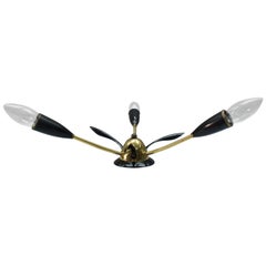 Mid-Century Modern 3-Armed Brass Sputnik Lamp, 1950s