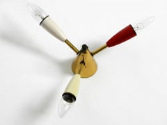 Mid-Century Modern 3 Armed Sputnik Ceiling Lamp Made of Brass